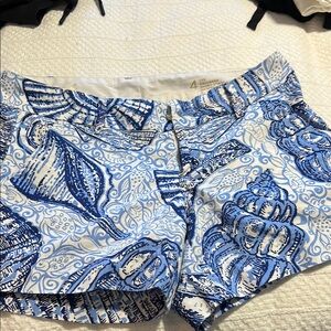Lilly Pulitzer Blue and White Paisley Bermuda Shorts